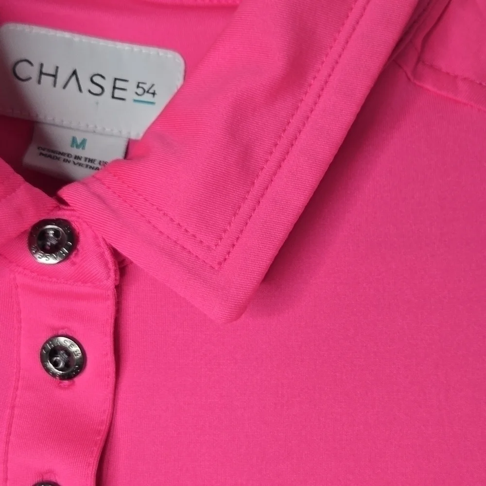 CHASE 54 Women's Golf Performance Quarter Button Down Shirt Pink Size Medium